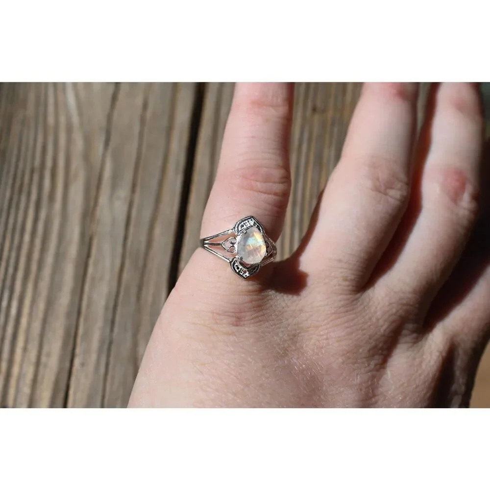 Engagement ring Moonstone sterling silver ring American made